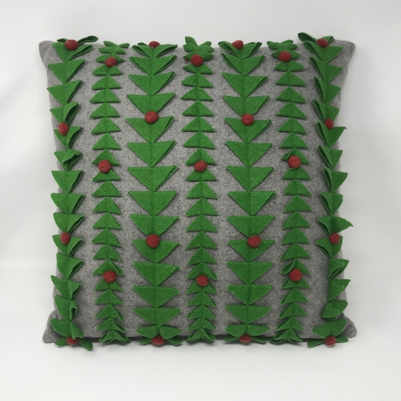 Wool Blend Felt 3D Christmas Tree Throw Pillow - Picture 1 of 5